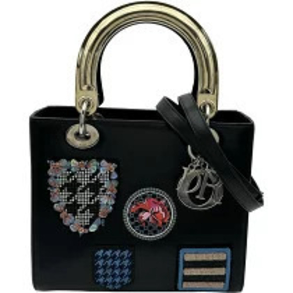 Christian Dior Lady Black Leather Handbag